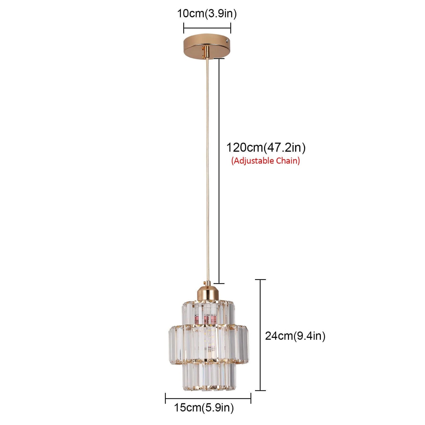Elegant Rund Loftslampe i Krystalglas - 15cm