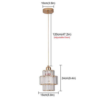 Elegant Rund Loftslampe i Krystalglas - 15cm