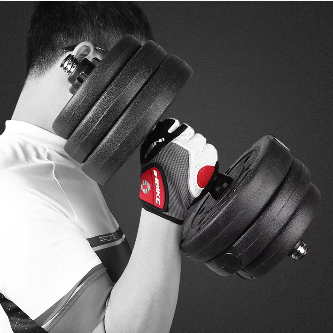 "3D gel cykelhandsker med ergonomisk greb og åndbart mesh-stof, optimeret til stødabsorbering og komfort."