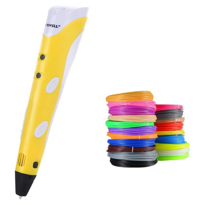 "3D tegnepen for børn, slank og ergonomisk, skaber farverige kunstværker i luften ved justerbar hastighed."