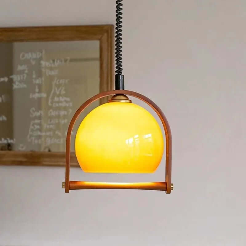 Vintage Træ Pendellampe - 30cm