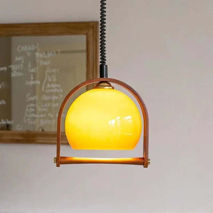 Vintage Træ Pendellampe - 30cm