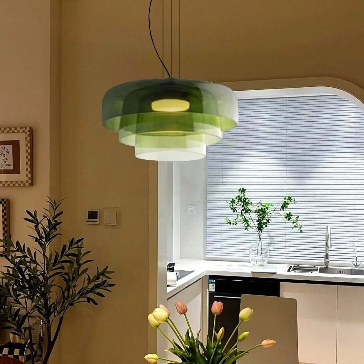 Elegant Glasloftlampe med LED | Justerbar