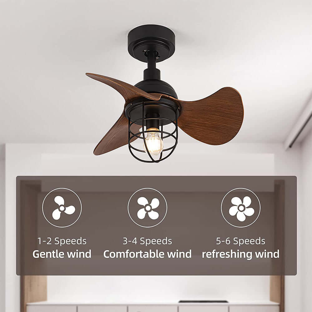 Moderne loftsventilator med lys i mørk valnød 56 cm