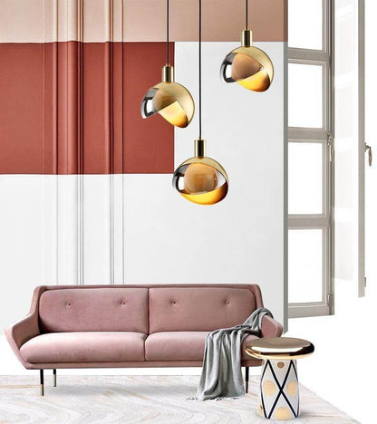 Elegant Pendellampe i Røggrå Glas & Guld