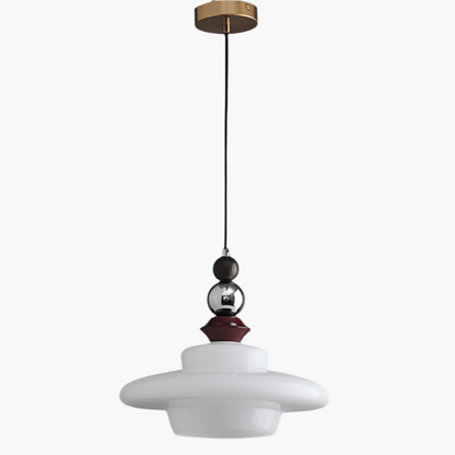 Elegant Beige Glas Pendellampe - Middelalderlig Stil