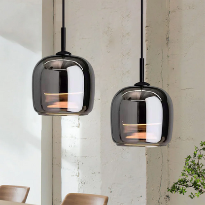 Elegant Sort Glas Pendellampe