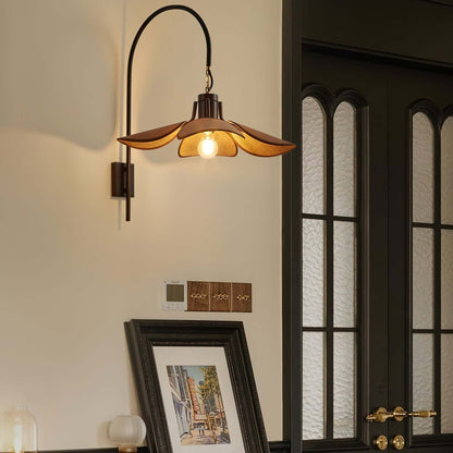 Elegant Blomster Væglampe 52cm - Metal & Hør