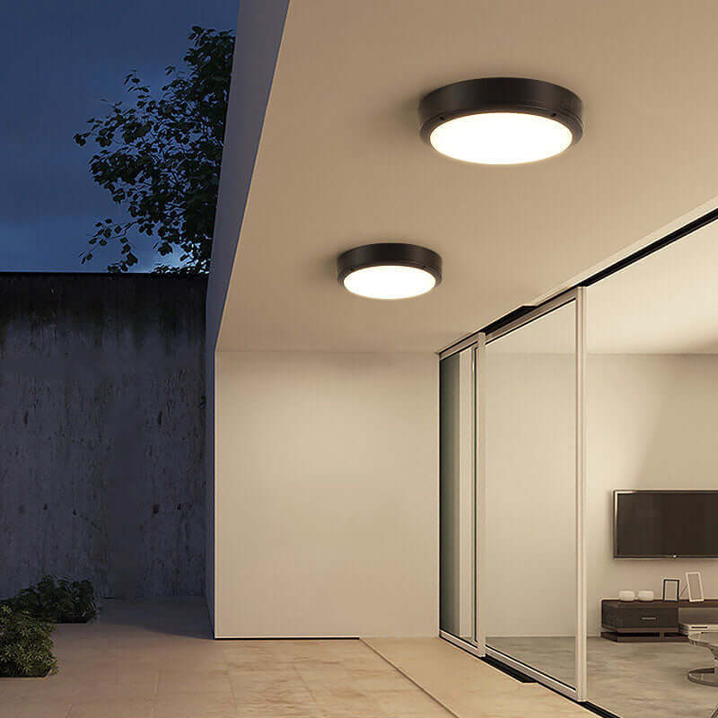 Vandtæt LED Udendørs Loftslampe Rund Aluminium