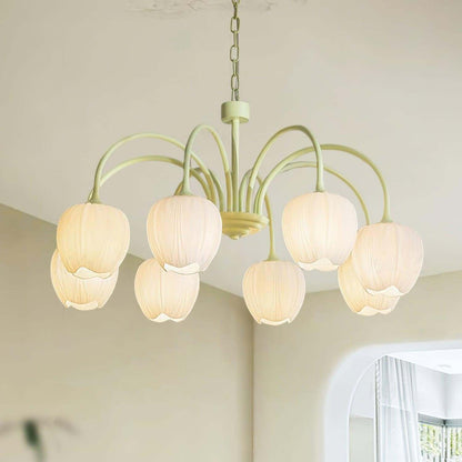 Elegant Matcha Lysekrone i Tulipandesign