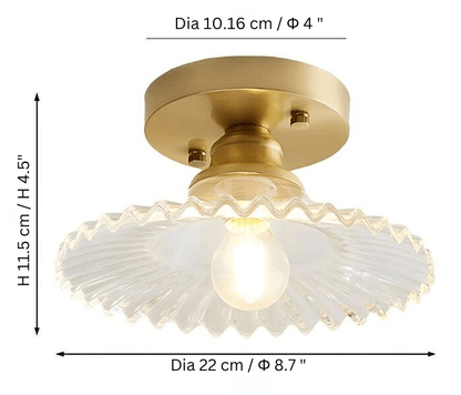 Vintage loftslampe i klart glas med rillede kronblade
