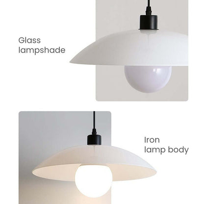 Minimalistisk hvid glas pendel