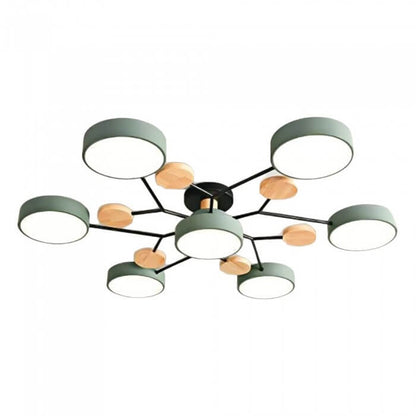Forgrenet LED-loftslampe i træ og metal