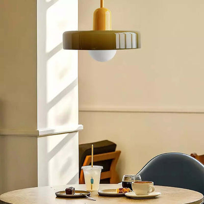 Farvet Glas Pendellampe - Bauhaus Design