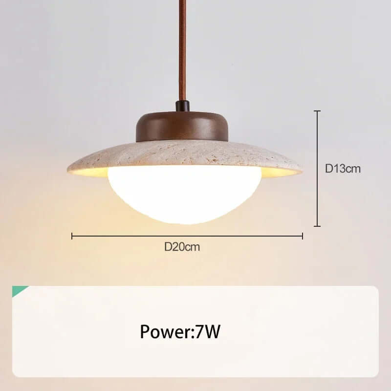Elegant LED-pendel i sten og valnøddetræ