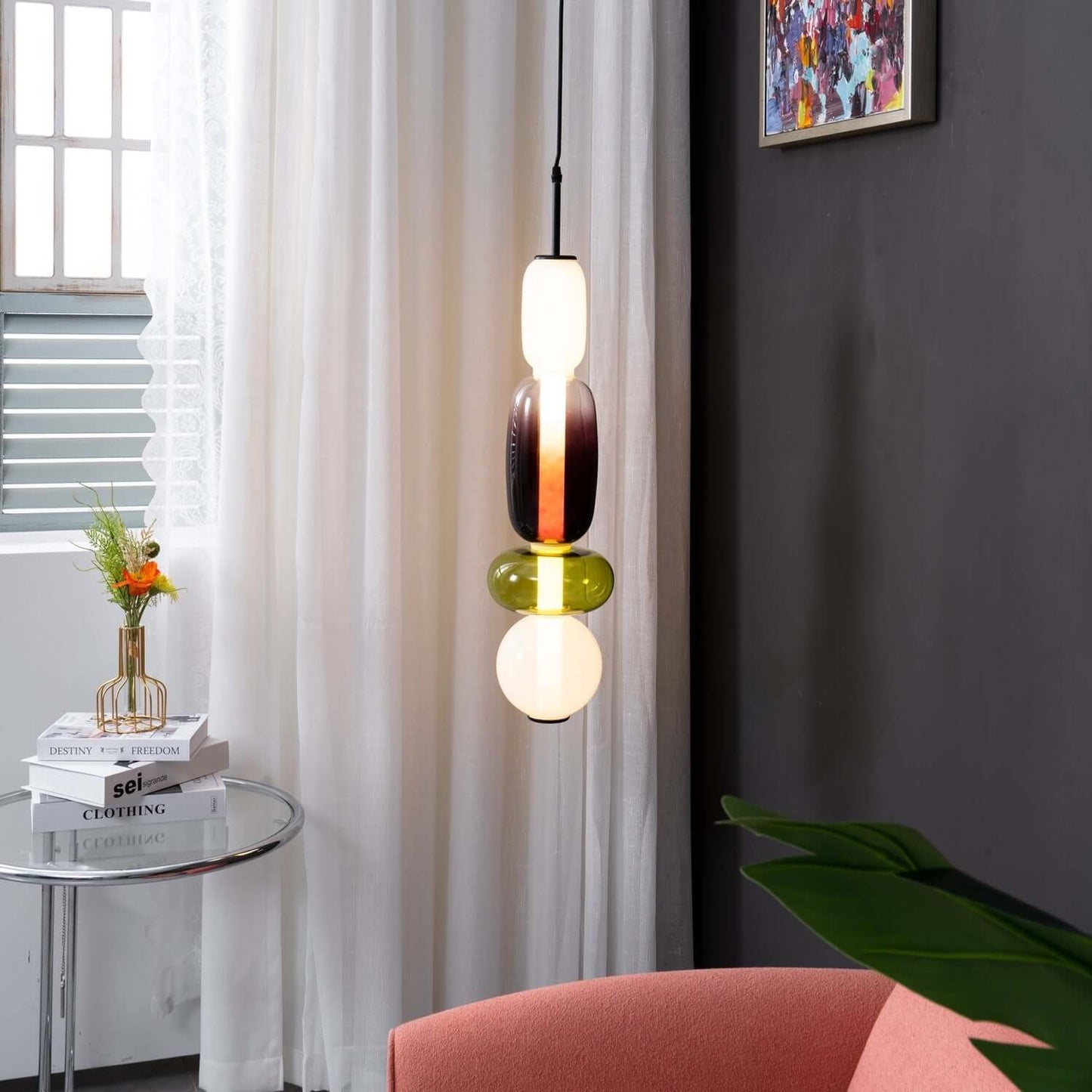 Farverig Glas Pendel - Moderne Designlampe
