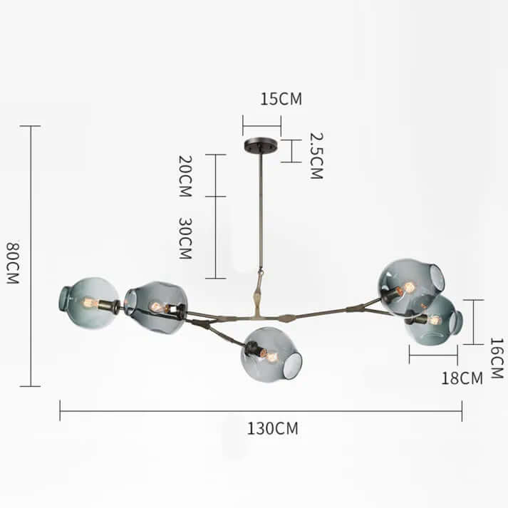 Moderne Sputnik Lysekrone i Bobleglas