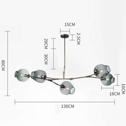 Moderne Sputnik Lysekrone i Bobleglas