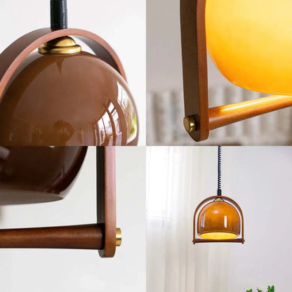 Vintage Træ Pendellampe - 30cm
