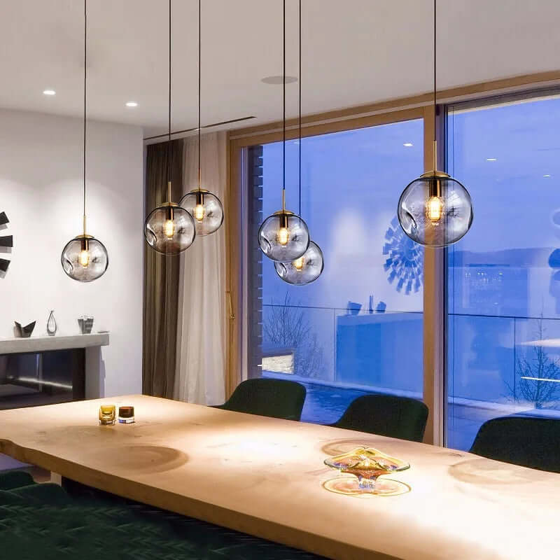 Elegant Sfærisk Glas Pendellampe - 25cm
