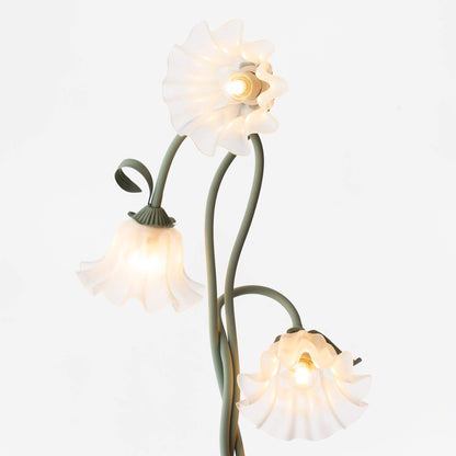 Elegant Blomster Gulvlampe i Mat Grøn