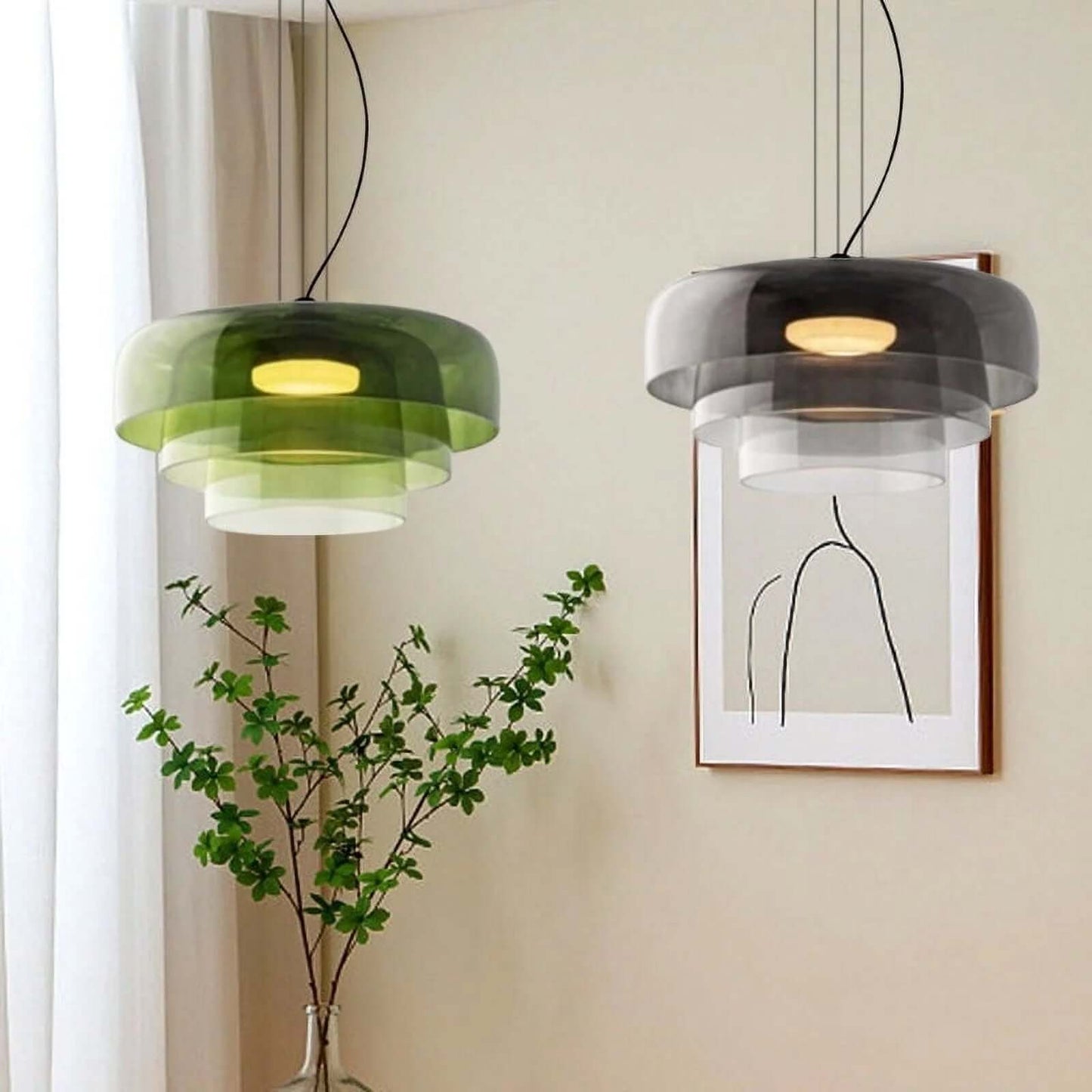 Elegant Glasloftlampe med LED | Justerbar