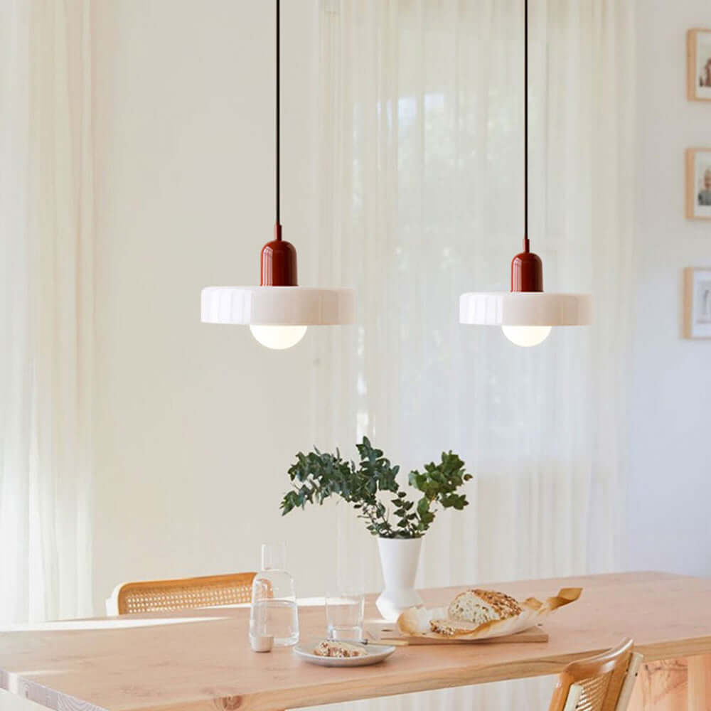 Farvet Glas Pendellampe - Bauhaus Design