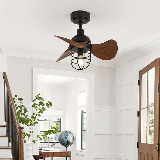 Moderne loftsventilator med lys i mørk valnød 56 cm