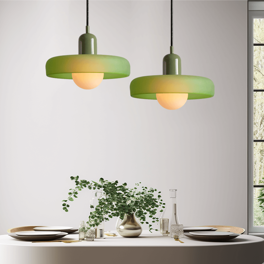 Farvet Glas Pendellampe - Bauhaus Design