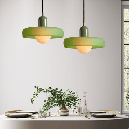 Farvet Glas Pendellampe - Bauhaus Design
