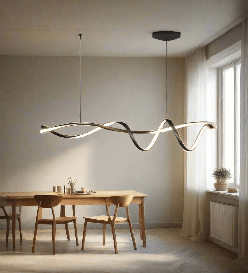 Moderne LED Lysekrone i Sort - 116cm