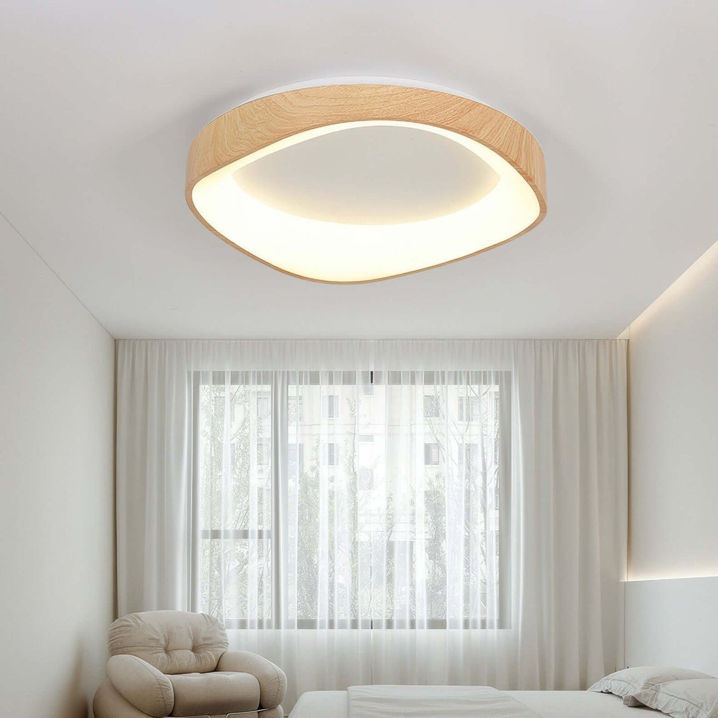 Moderne LED Loftslampe i Trædesign - 40/50/60cm