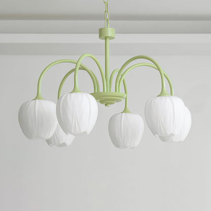 Elegant Matcha Lysekrone i Tulipandesign