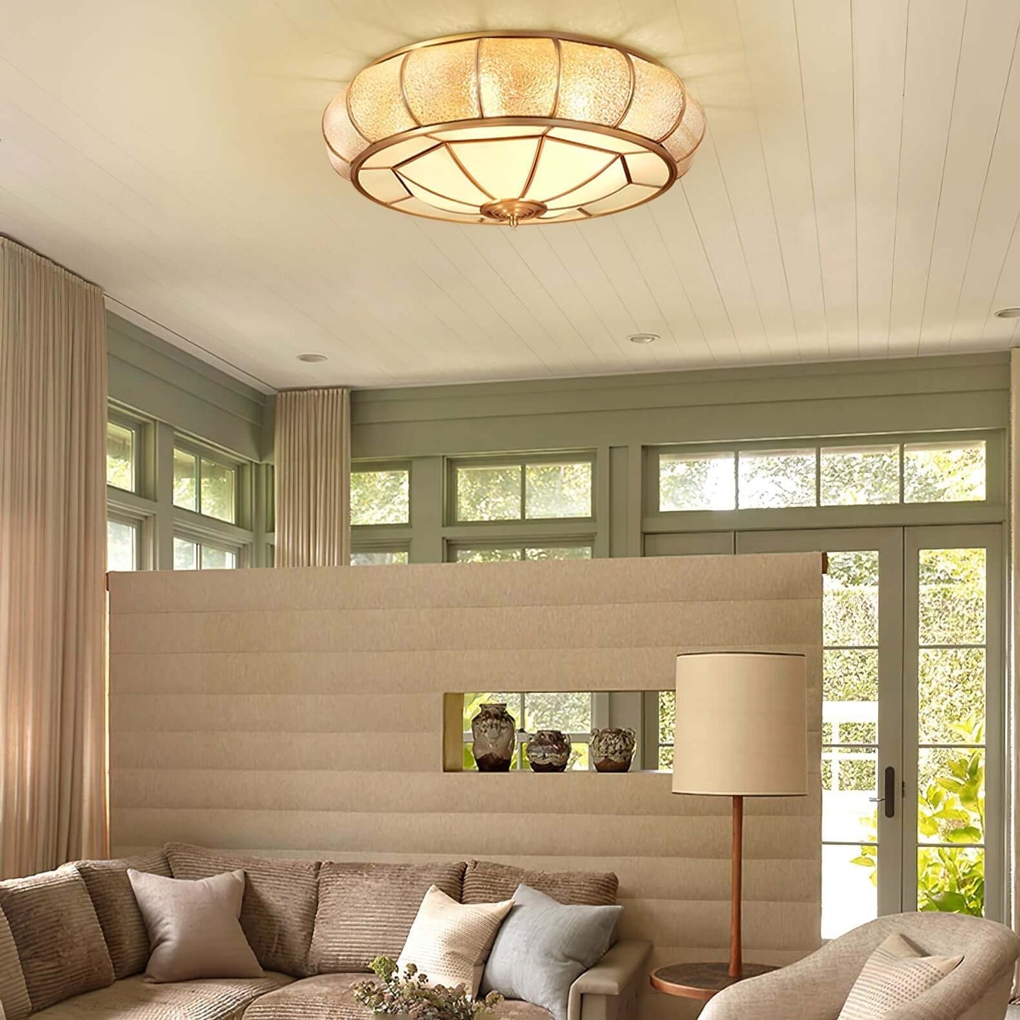 Loftslampe i Tekstureret Glas