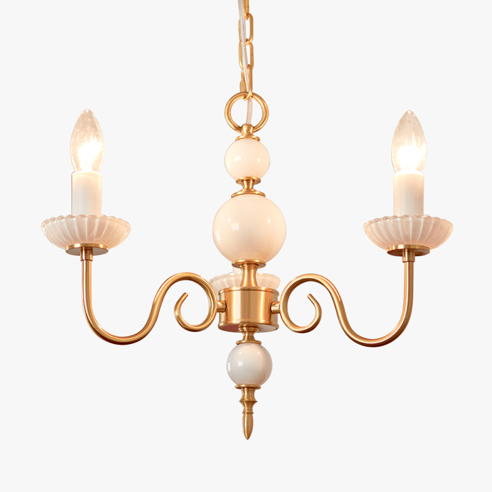 Elegant Retro Lysekrone i Cremefarvet Glas