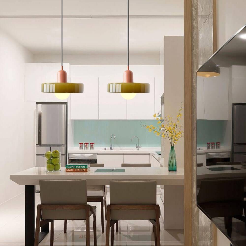 Farvet Glas Pendellampe - Bauhaus Design