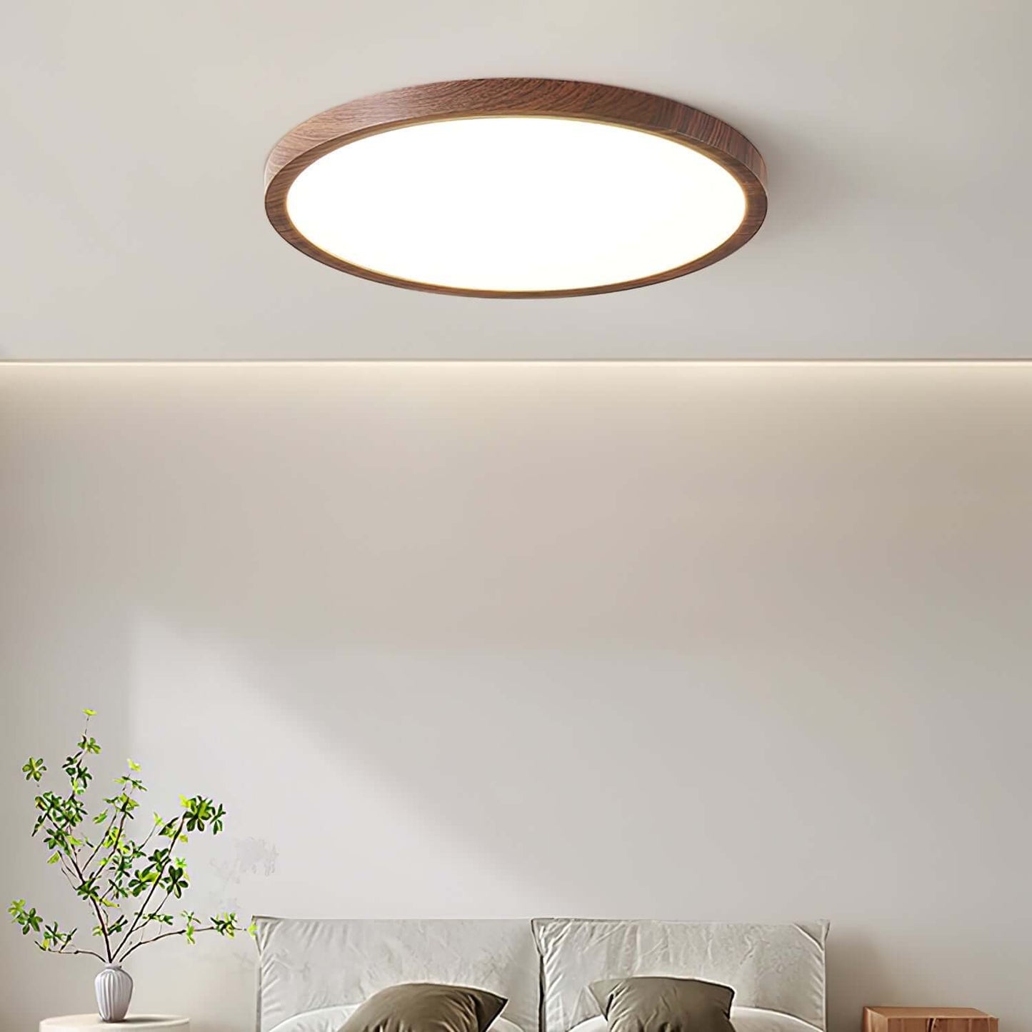 Ultratynd Rund Loftslampe i Akryl med Metalfinish