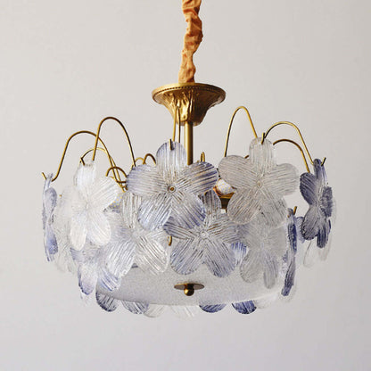 Vintage Blomsterformet Lysekrone i Farvet Glas