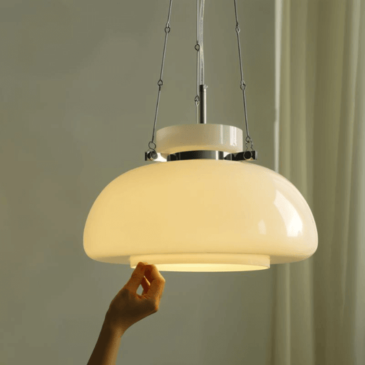 Mælkeagtig Glas Pendellampe - 40cm