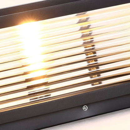 Udendørs LED Søjlelampe i Riflet Glas