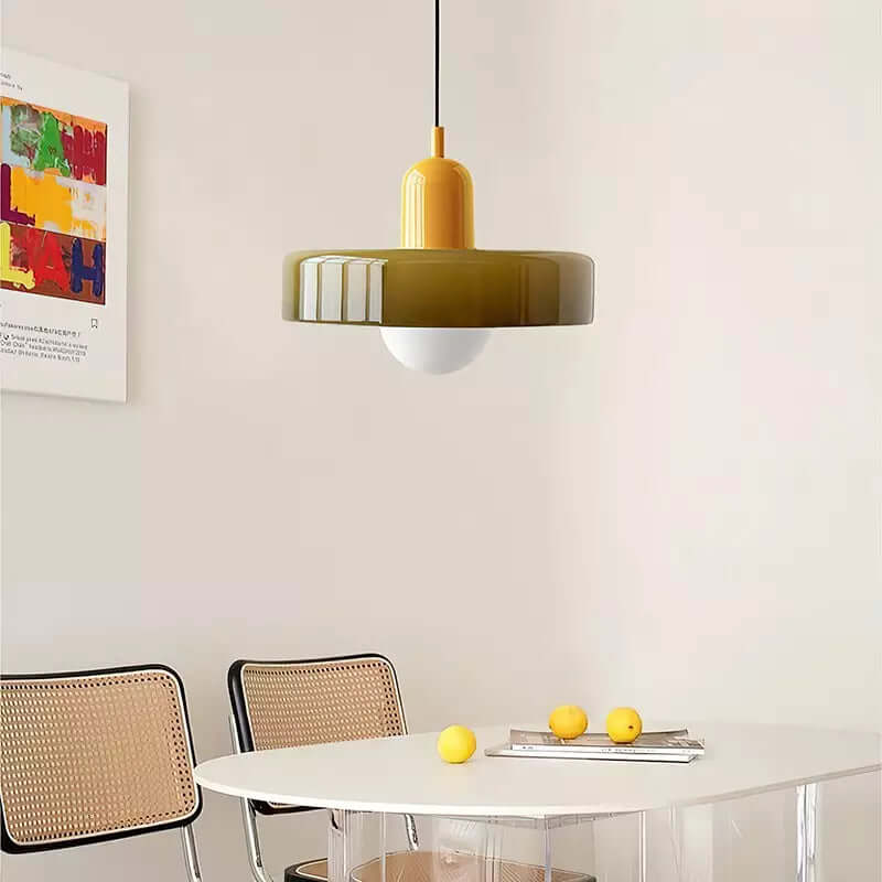 Farvet Glas Pendellampe - Bauhaus Design