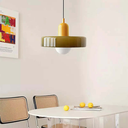 Farvet Glas Pendellampe - Bauhaus Design