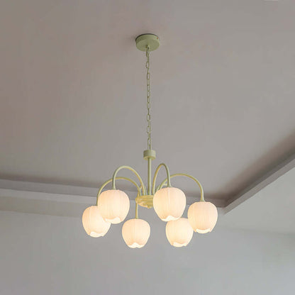 Elegant Matcha Lysekrone i Tulipandesign
