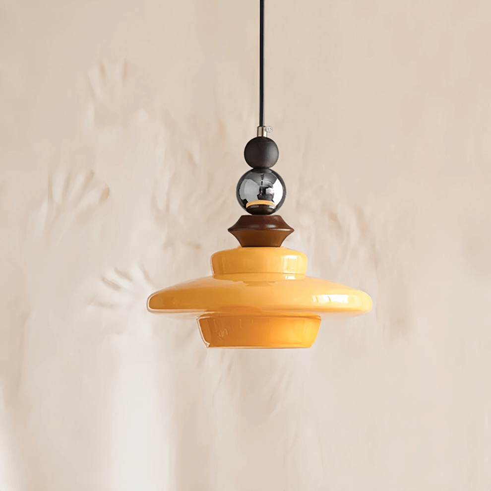 Elegant Beige Glas Pendellampe - Middelalderlig Stil