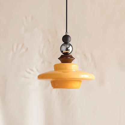 Elegant Beige Glas Pendellampe - Middelalderlig Stil