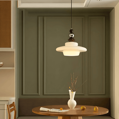 Elegant Beige Glas Pendellampe - Middelalderlig Stil