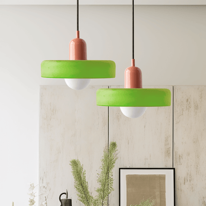Farvet Glas Pendellampe - Bauhaus Design