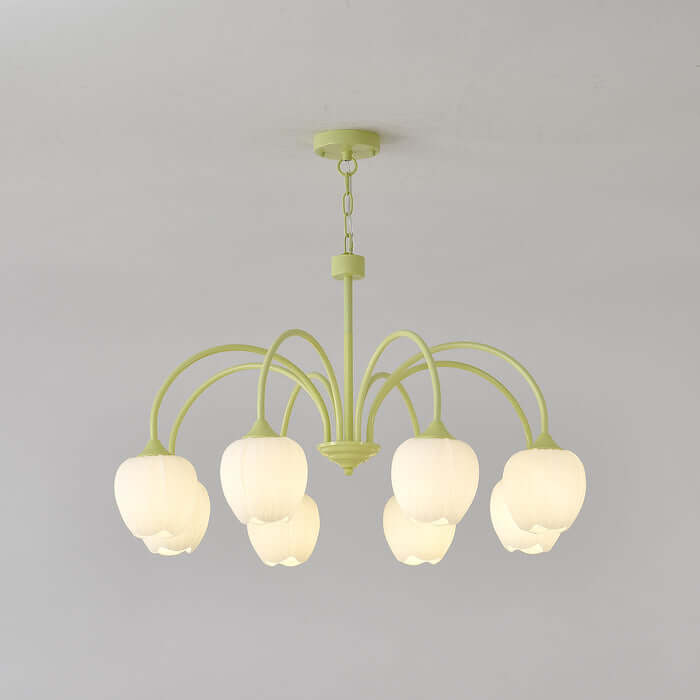 Elegant Matcha Lysekrone i Tulipandesign
