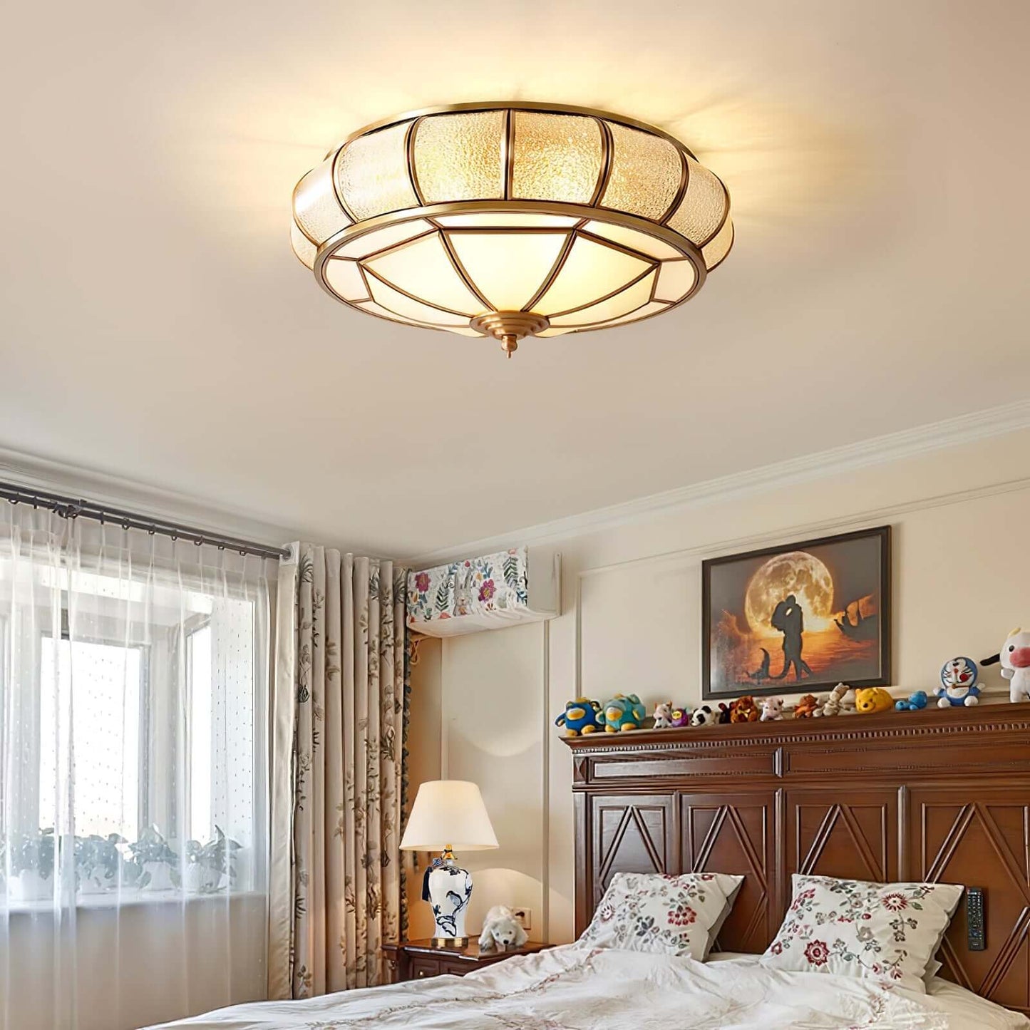 Loftslampe i Tekstureret Glas