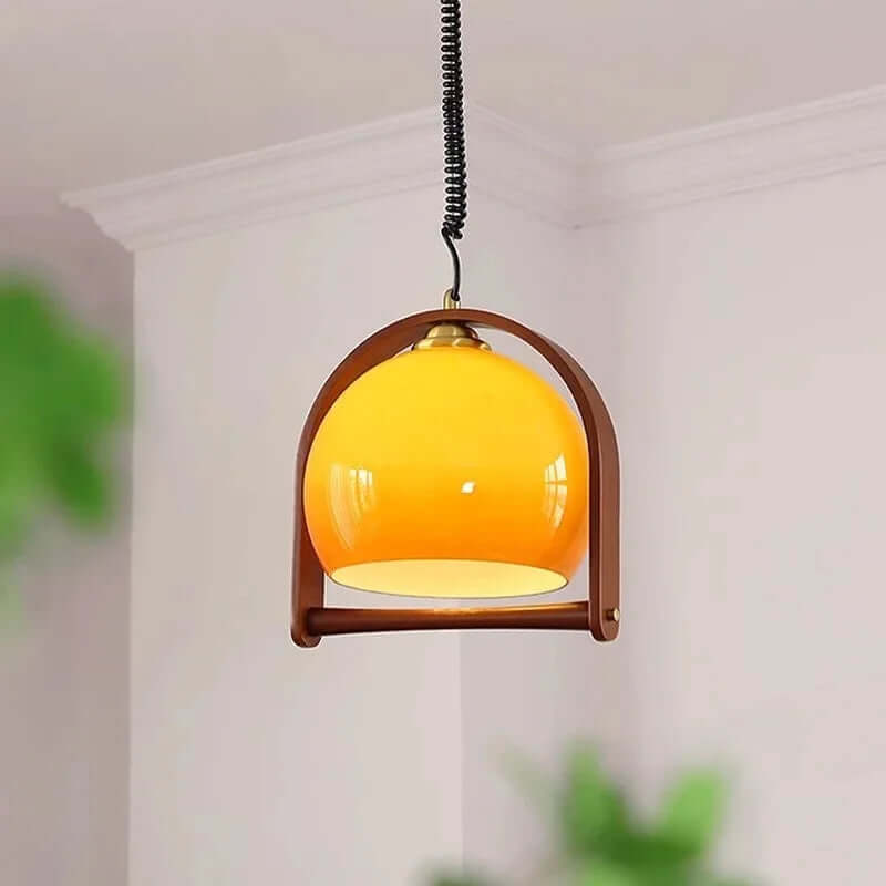 Vintage Træ Pendellampe - 30cm